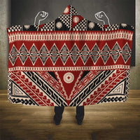 Vintage Bula Fiji Hooded Blanket Red Tapa Masi Motif