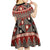 Vintage Bula Fiji Kid Short Sleeve Dress Red Tapa Masi Motif