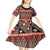 Vintage Bula Fiji Kid Short Sleeve Dress Red Tapa Masi Motif