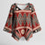 Vintage Bula Fiji Kimono Sleeve Blouse Red Tapa Masi Motif - Polynesian Pride