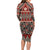 Vintage Bula Fiji Long Sleeve Bodycon Dress Red Tapa Masi Motif