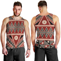 Vintage Bula Fiji Men Tank Top Red Tapa Masi Motif