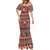 Vintage Bula Fiji Mermaid Dress Red Tapa Masi Motif
