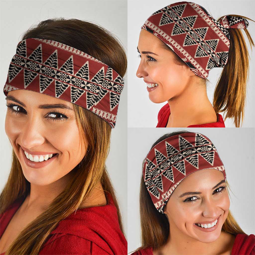 Vintage Bula Fiji Neck Gaiter Red Tapa Masi Motif - Polynesian Pride
