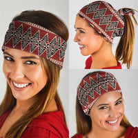 Vintage Bula Fiji Neck Gaiter Red Tapa Masi Motif - Polynesian Pride