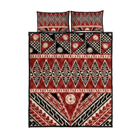 Vintage Bula Fiji Quilt Bed Set Red Tapa Masi Motif