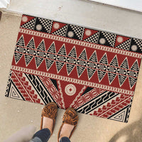 Vintage Bula Fiji Rubber Doormat Red Tapa Masi Motif