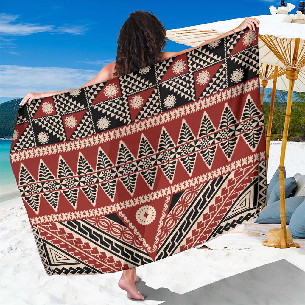 Vintage Bula Fiji Sarong Red Tapa Masi Motif