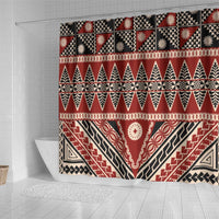 Vintage Bula Fiji Shower Curtain Red Tapa Masi Motif