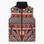 Vintage Bula Fiji Sleeveless Puffer Jacket Red Tapa Masi Motif - Polynesian Pride