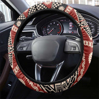 Vintage Bula Fiji Steering Wheel Cover Red Tapa Masi Motif