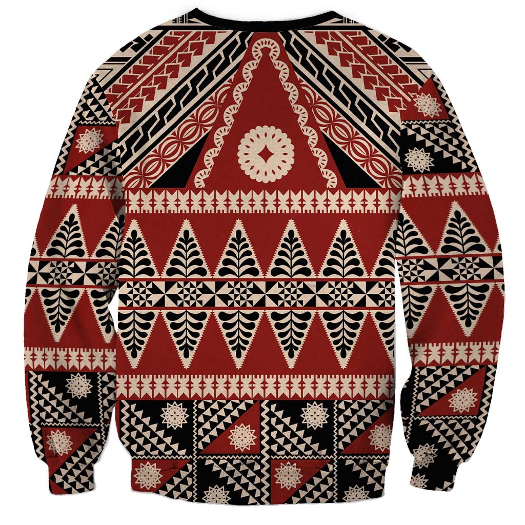 Vintage Bula Fiji Sweatshirt Red Tapa Masi Motif