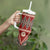 Vintage Bula Fiji Tumbler With Handle Red Tapa Masi Motif