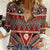 Vintage Bula Fiji Women Casual Shirt Red Tapa Masi Motif