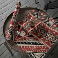 Vintage Bula Fiji Wrapping Paper Red Tapa Masi Motif - Polynesian Pride