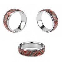 Vintage Bula Fiji Classic Ring Red Tapa Motif Fijian Tribal Masi - Polynesian Pride
