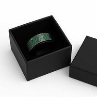 Vintage Bula Fiji Spinner Ring Green Tapa Motif Fijian Tribal Masi - Polynesian Pride