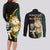 South Africa Protea and New Zealand Couples Matching Long Sleeve Bodycon Dress and Long Sleeve Button Shirts Go All Black-Springboks Rugby with Kente And Maori LT9 - Polynesian Pride