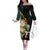 South Africa Protea and New Zealand Off The Shoulder Long Sleeve Dress Go All Black-Springboks Rugby with Kente And Maori LT9 Women Black Green - Polynesian Pride