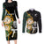 Custom South Africa Protea and New Zealand Couples Matching Long Sleeve Bodycon Dress and Long Sleeve Button Shirts Go All Black-Springboks Rugby with Kente And Maori LT9 Black Green - Polynesian Pride