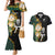 Custom South Africa Protea and New Zealand Couples Matching Mermaid Dress And Hawaiian Shirt Go All Black-Springboks Rugby with Kente And Maori LT9 Black Green - Polynesian Pride