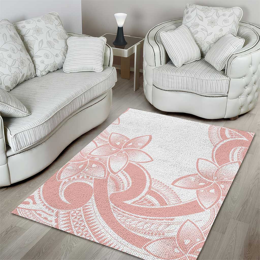 Polynesian Tribal Plumeria Lotu Tamaiti Area Rug Pastel Blush - Polynesian Pride