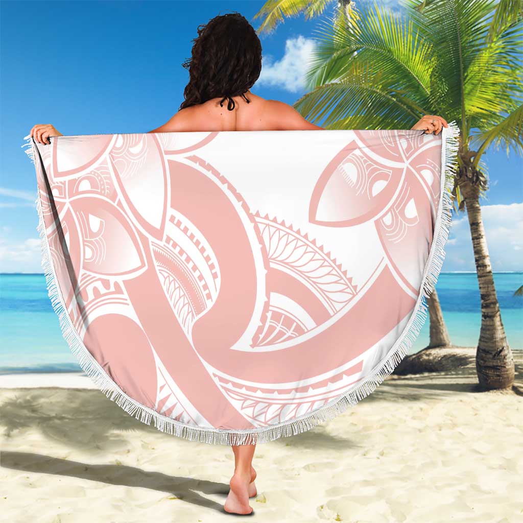 Polynesian Tribal Plumeria Lotu Tamaiti Beach Blanket Pastel Blush - Polynesian Pride