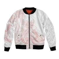 Polynesian Tribal Plumeria Lotu Tamaiti Bomber Jacket Pastel Blush - Polynesian Pride