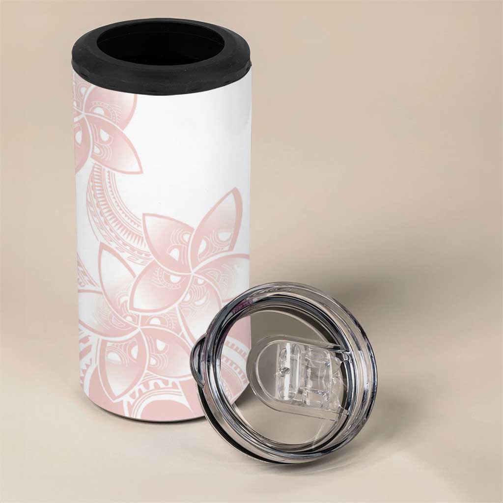Polynesian Tribal Plumeria Lotu Tamaiti 4 in 1 Can Cooler Tumbler Pastel Blush - Polynesian Pride