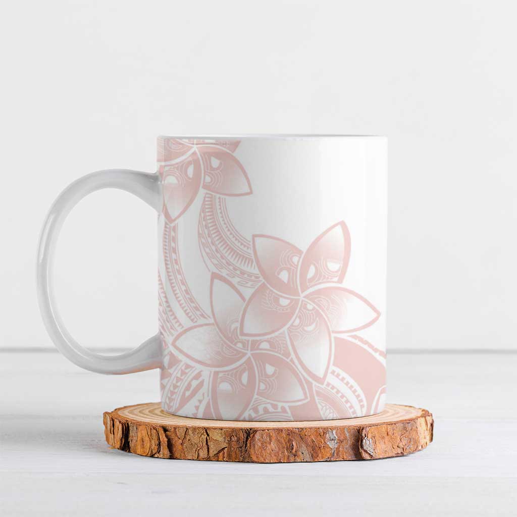 Polynesian Tribal Plumeria Lotu Tamaiti Ceramic Mug Pastel Blush - Polynesian Pride