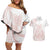 Polynesian Tribal Plumeria Lotu Tamaiti Couples Matching Off Shoulder Short Dress and Hawaiian Shirt Pastel Blush - Polynesian Pride