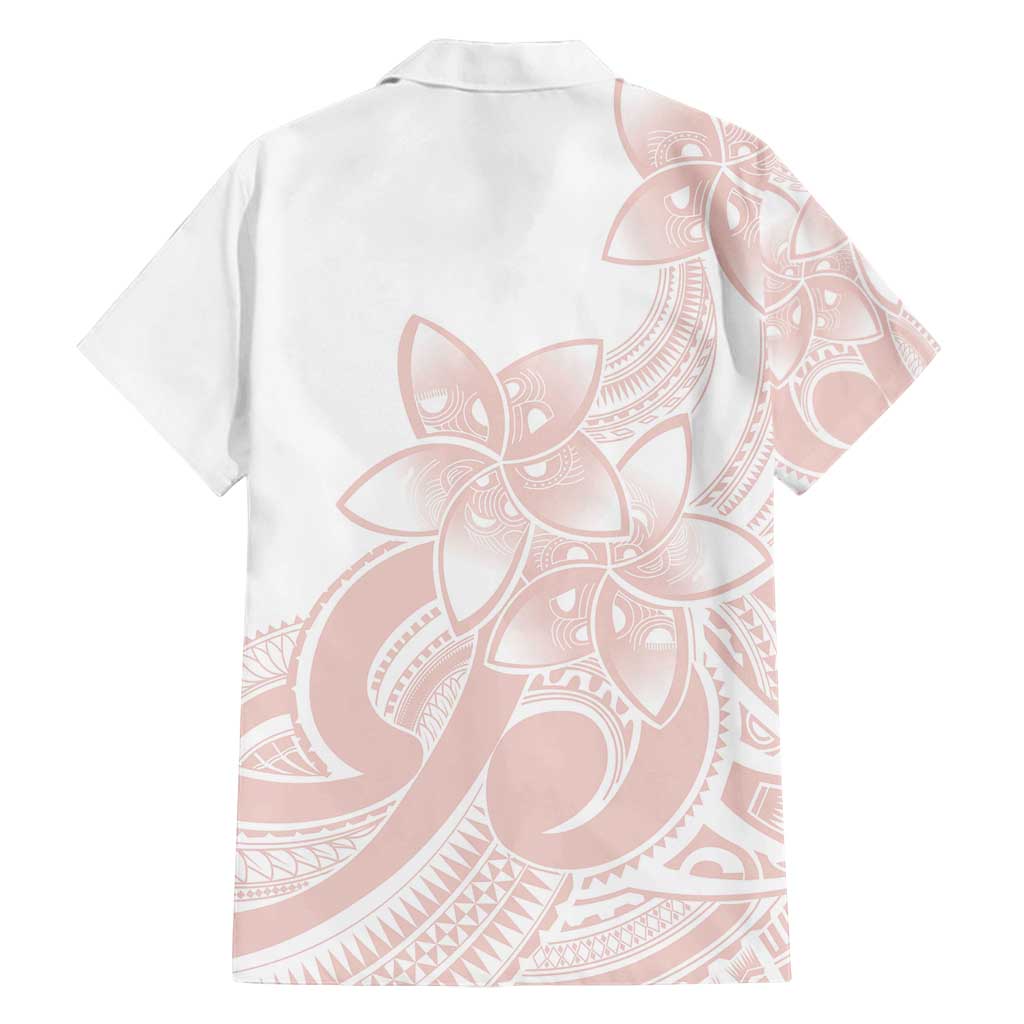 Polynesian Tribal Plumeria Lotu Tamaiti Family Matching Off Shoulder Maxi Dress and Hawaiian Shirt Pastel Blush - Polynesian Pride