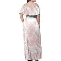 Polynesian Tribal Plumeria Lotu Tamaiti Family Matching Off Shoulder Maxi Dress and Hawaiian Shirt Pastel Blush - Polynesian Pride