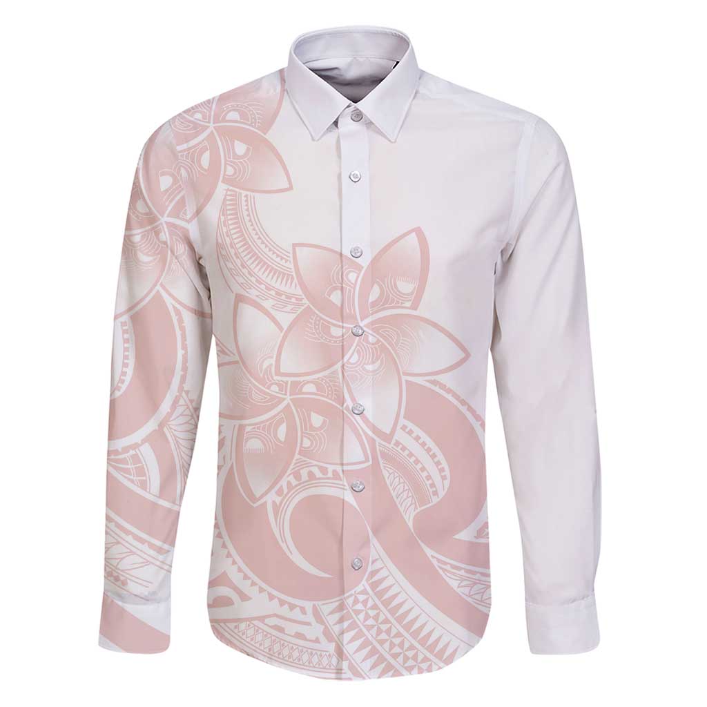 Polynesian Tribal Plumeria Lotu Tamaiti Family Matching Puletasi and Hawaiian Shirt Pastel Blush - Polynesian Pride
