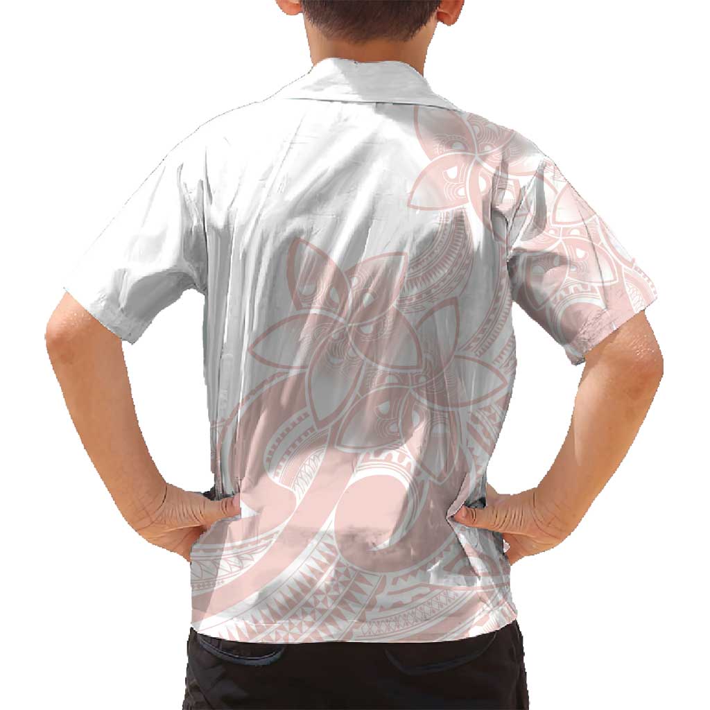 Polynesian Tribal Plumeria Lotu Tamaiti Family Matching Tank Maxi Dress and Hawaiian Shirt Pastel Blush - Polynesian Pride