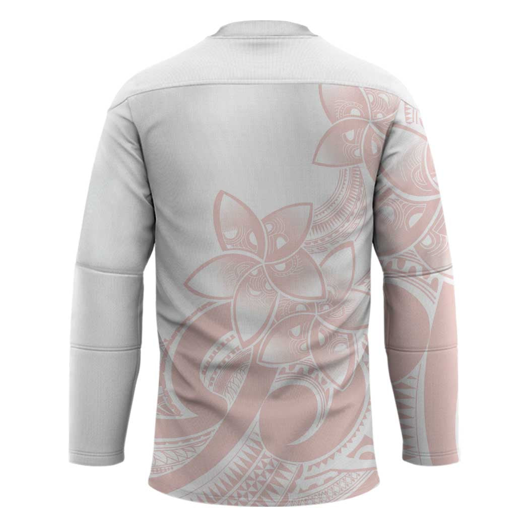 Polynesian Tribal Plumeria Lotu Tamaiti Hockey Jersey Pastel Blush - Polynesian Pride