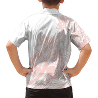 Polynesian Tribal Plumeria Lotu Tamaiti Kid Hawaiian Shirt Pastel Blush - Polynesian Pride