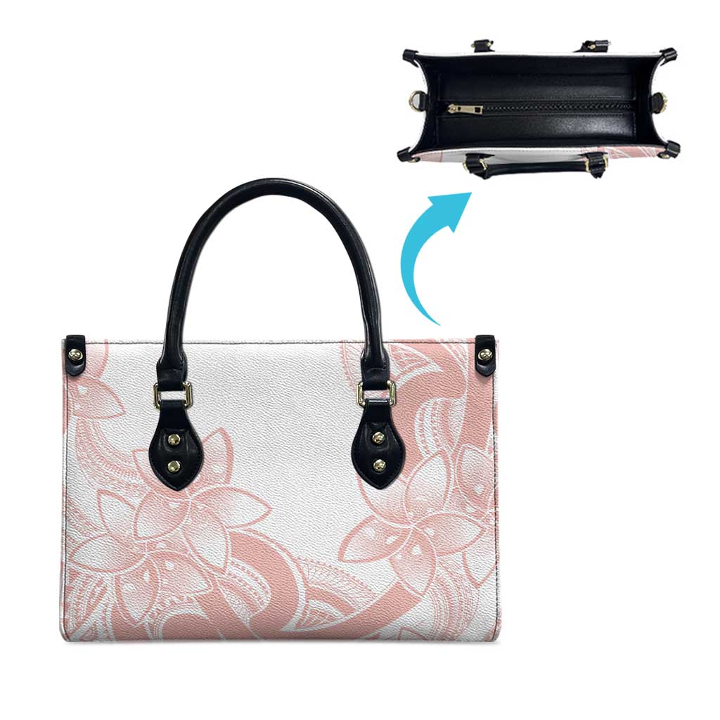 Polynesian Tribal Plumeria Lotu Tamaiti Leather Bag Pastel Blush - Polynesian Pride