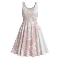 Polynesian Tribal Plumeria Lotu Tamaiti Midi Dress Pastel Blush - Polynesian Pride