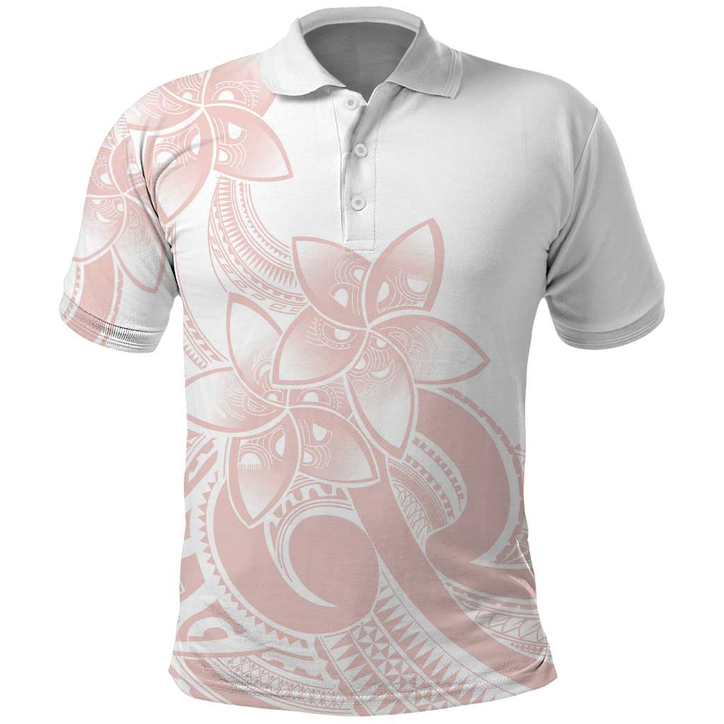 Polynesian Tribal Plumeria Lotu Tamaiti Polo Shirt Pastel Blush - Polynesian Pride