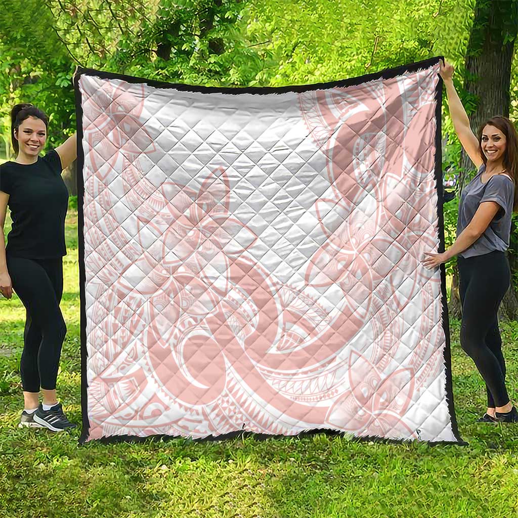 Polynesian Tribal Plumeria Lotu Tamaiti Quilt Pastel Blush - Polynesian Pride