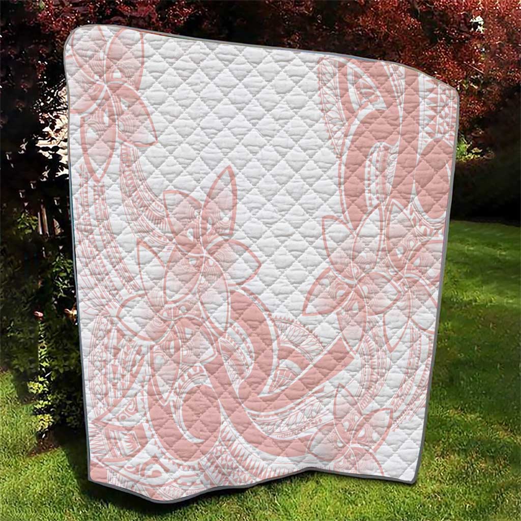 Polynesian Tribal Plumeria Lotu Tamaiti Quilt Pastel Blush - Polynesian Pride