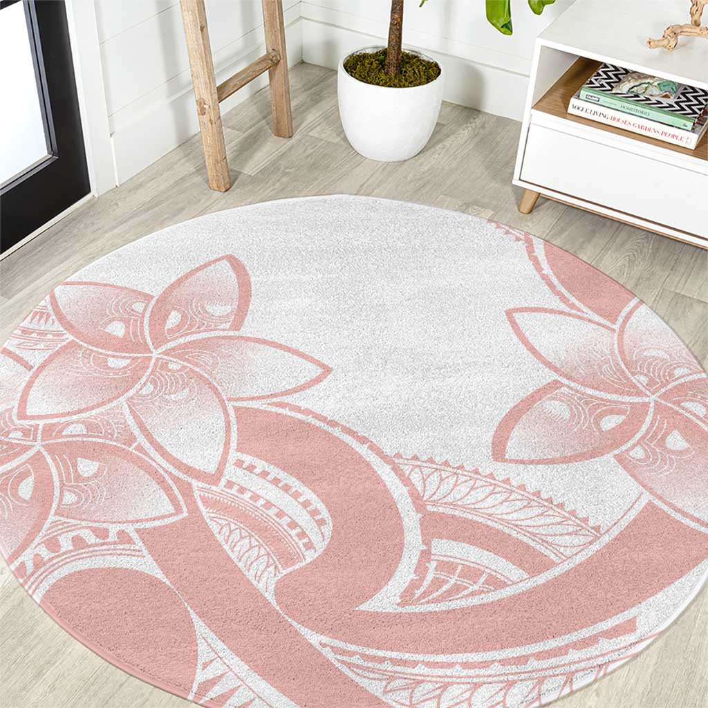 Polynesian Tribal Plumeria Lotu Tamaiti Round Carpet Pastel Blush - Polynesian Pride
