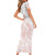 Polynesian Tribal Plumeria Lotu Tamaiti Short Sleeve Bodycon Dress Pastel Blush - Polynesian Pride