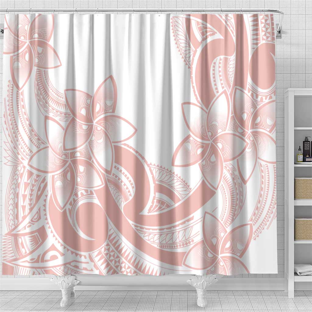 Polynesian Tribal Plumeria Lotu Tamaiti Shower Curtain Pastel Blush - Polynesian Pride