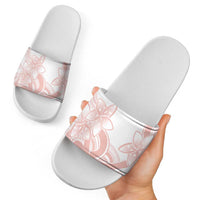 Polynesian Tribal Plumeria Lotu Tamaiti Slide Sandals Pastel Blush - Polynesian Pride