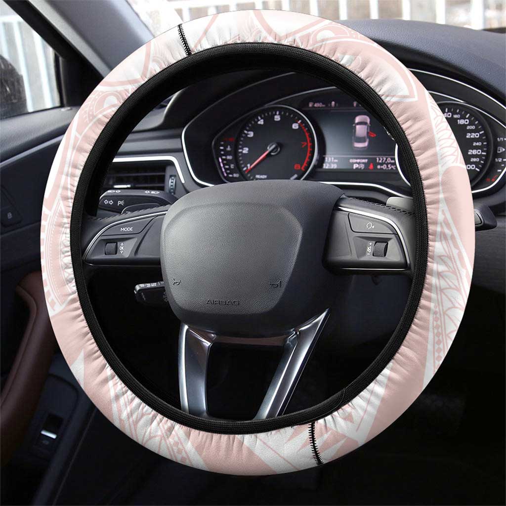 Polynesian Tribal Plumeria Lotu Tamaiti Steering Wheel Cover Pastel Blush - Polynesian Pride