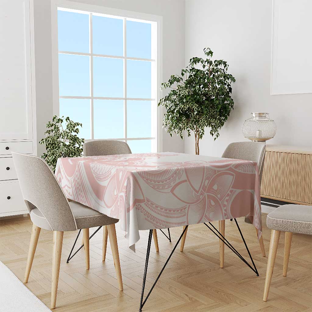 Polynesian Tribal Plumeria Lotu Tamaiti Tablecloth Pastel Blush - Polynesian Pride