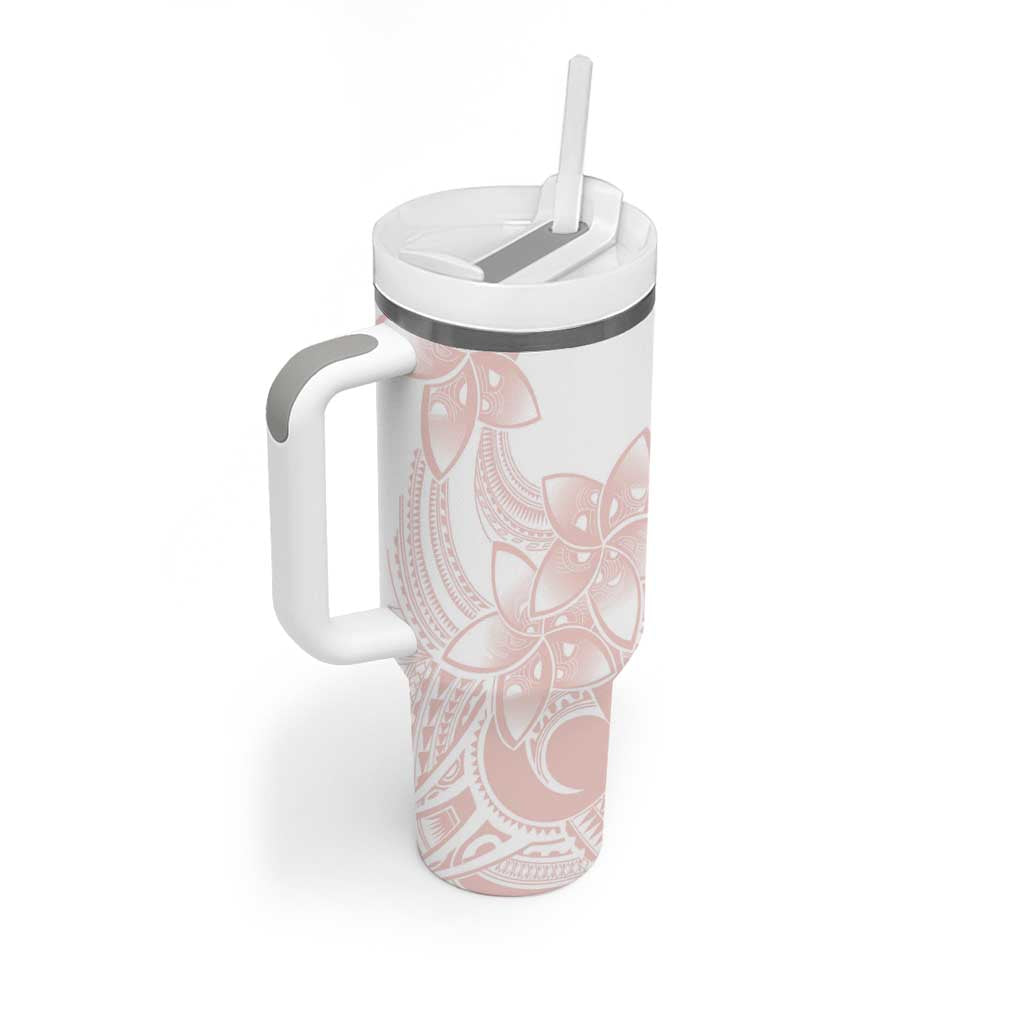 Polynesian Tribal Plumeria Lotu Tamaiti Tumbler With Handle Pastel Blush - Polynesian Pride
