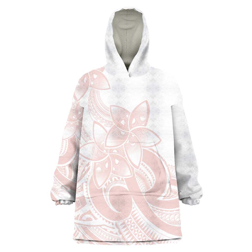 Polynesian Tribal Plumeria Lotu Tamaiti Wearable Blanket Hoodie Pastel Blush - Polynesian Pride